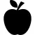 Apple black silhouette with a leaf