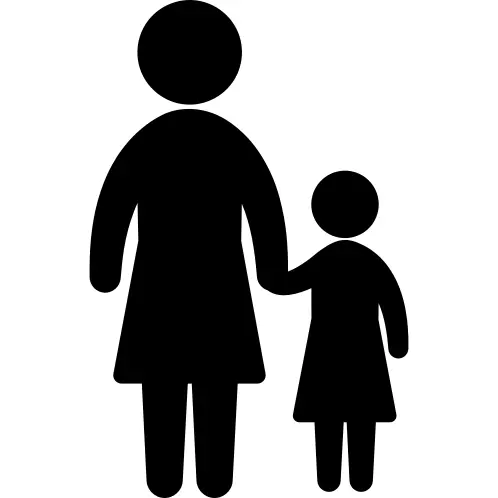 Mother and son silhouettes