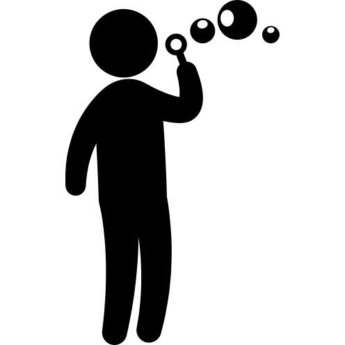 Person playing making soap bubbles
