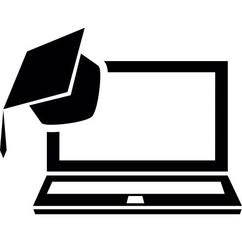 Laptop with a graduation cap