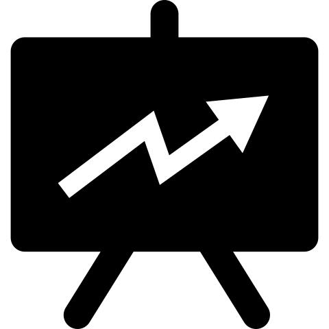 在黑板的之字形上升的箭头图表