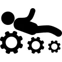 Man lying on gears