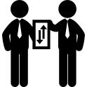 Men with up and down arrows