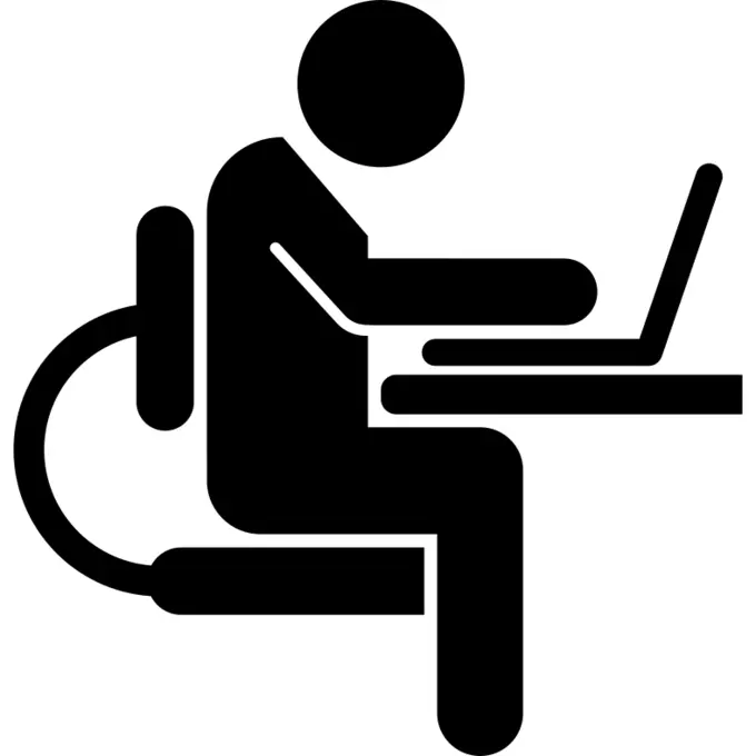 Computer worker on side view