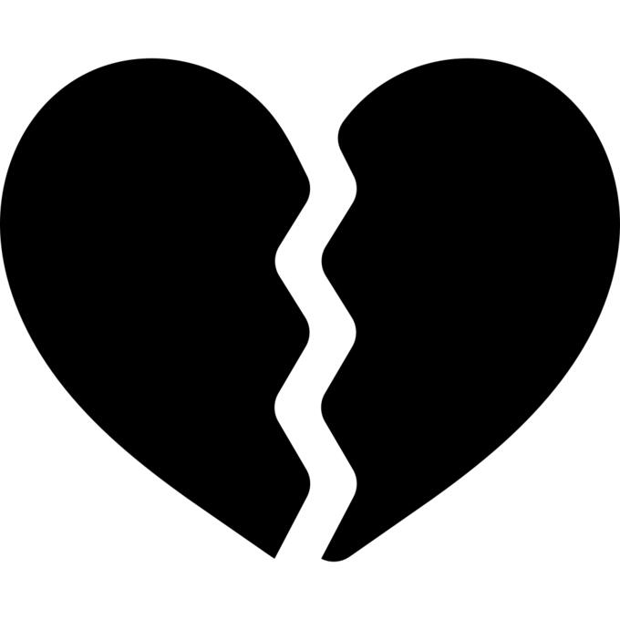 Broken heart divided in two parts
