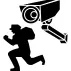 Surveillance camera filming a robber