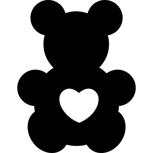 Bear toy silhouette with a heart shape
