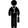 Medical doctor standing with suitcase and stethoscope