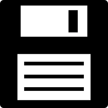 Floppy disk digital data storage or save interface symbol