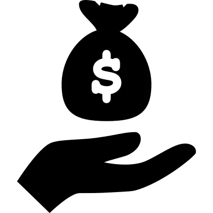 Hand holding up a sack of money