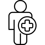 Cross in a circle on a human body silhouette