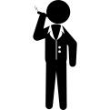 Elegant standing smoking criminal