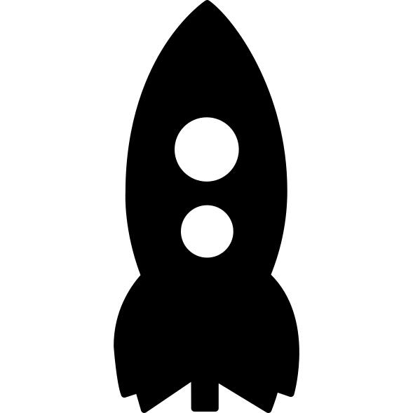 Rocket in vertical position ship for outer space travel