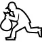 Robber running silhouette with a bag