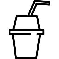 Soft drink in paper cup with drinking straw