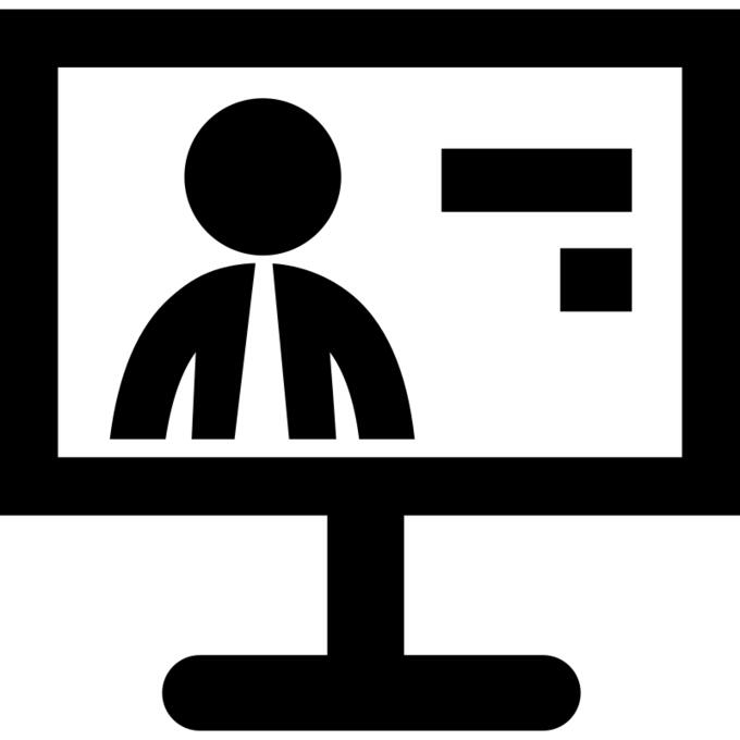 Businessman on computer monitor screen