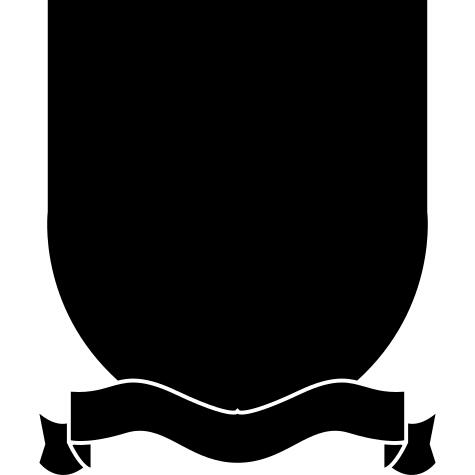 Shield badge with ribbon at the bottom
