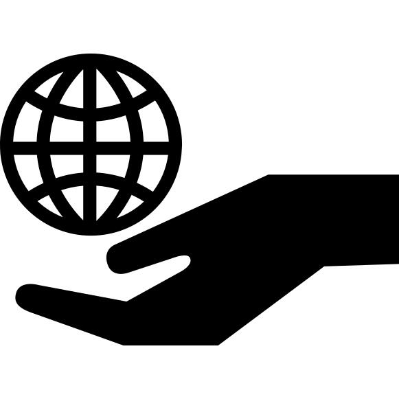 Ecological symbol of planetary grid on a hand