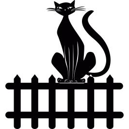 Black cat on fence