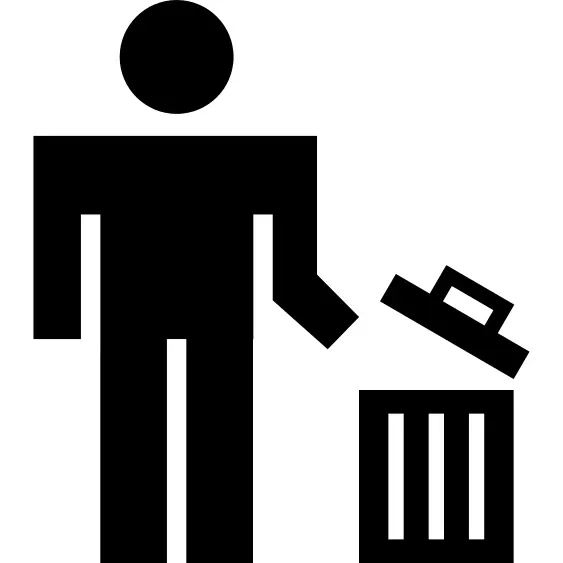 Man using a trash can