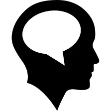 Bald head with speech bubble inside