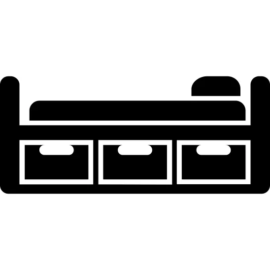 Bed design with three drawers