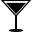 Drink elegant glass of triangular shape full of liquid