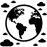 Earth symbol with clouds around