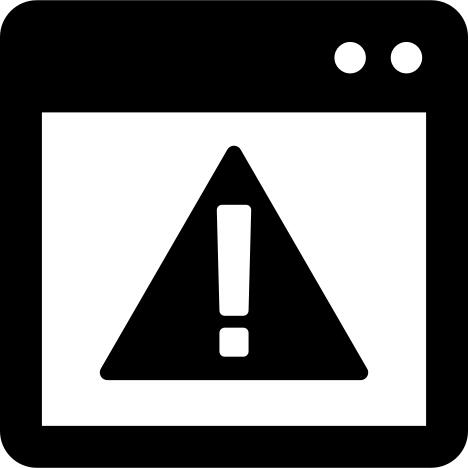 Warning window with exclamation sign inside a triangle