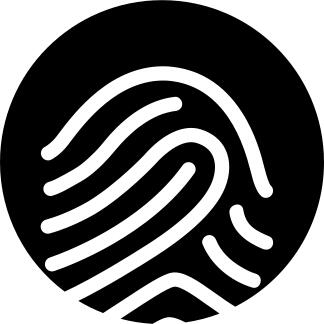 Fingerprint white outline on black background