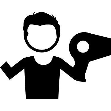 Hairdresser with hairdryer