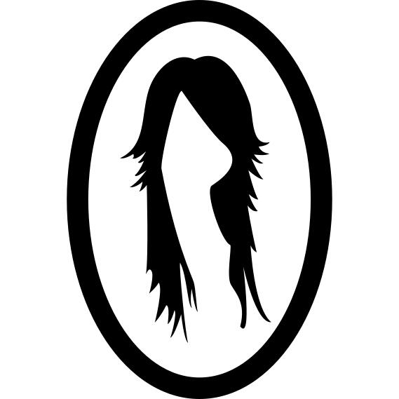 Woman hair image in oval mirror