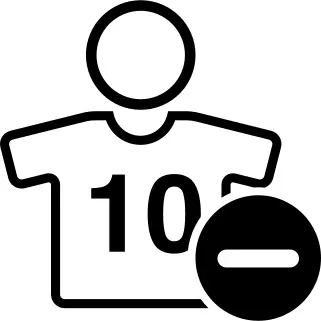 Football player number 10 out symbol with minus sign