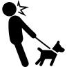 Dog puppy and his owner looking to opposite directions
