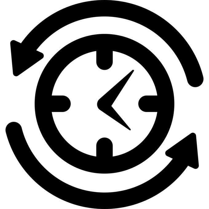 Job search symbol of a clock with arrows circle around