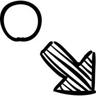 Circle and right down arrow sketch