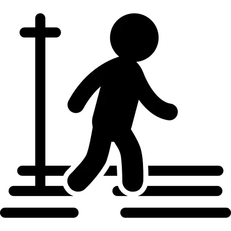 Silhouette crossing street