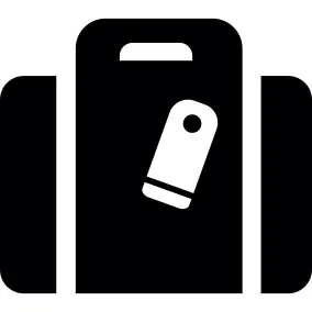 Handbag in black with a label