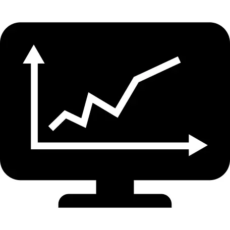 Line graphic on monitor screen