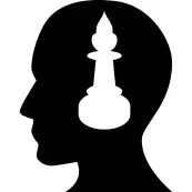 Male side view silhouette with candle