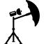 Photography lamp focus with tripod and umbrella