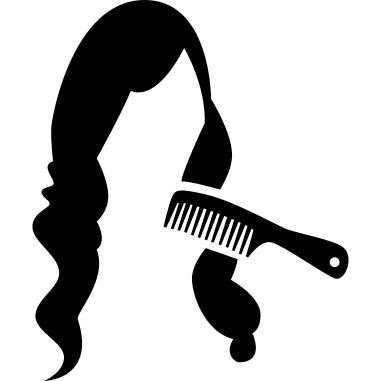 Comb on long dark female hair