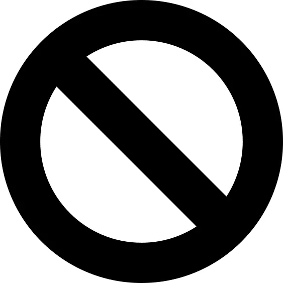 Prohibition symbol of a circle with a slash