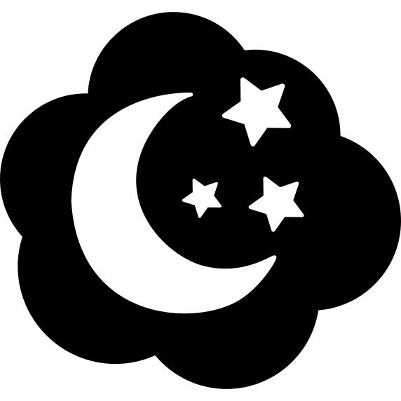 Moon and stars in a cloud
