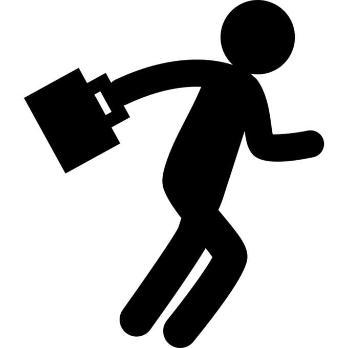 Man silhouette walking with suitcase