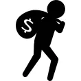 Criminal carrying money bag at his back