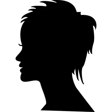 Short female hair on side view woman head silhouette