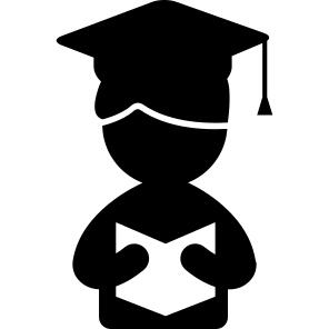 Graduate boy reading a book