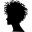 Woman head silhouette with short curled hair style
