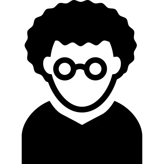 Nerd man with curly hair and circular eyeglasses avatar
